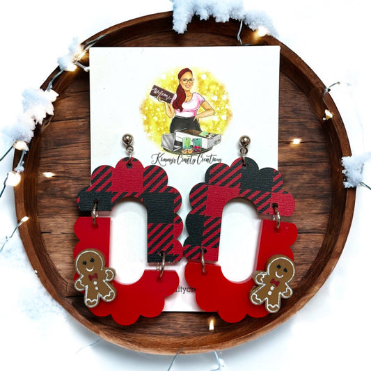 Gingerbread Plaid Christmas Earrings