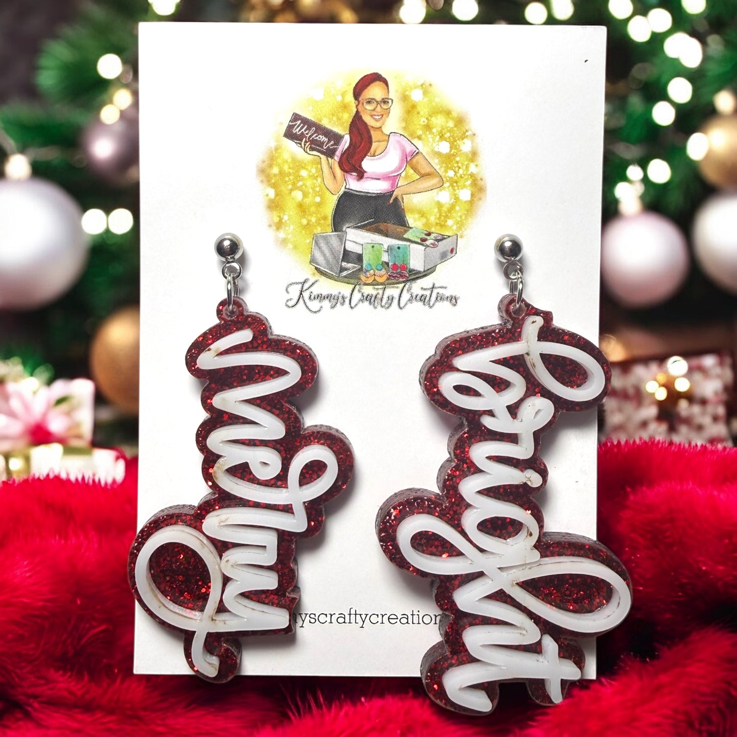 Merry and Bright Script Earrings