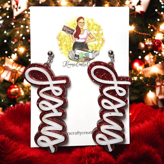 Jesus Script Christmas earrings
