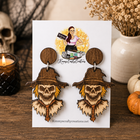 Scary Scarecrow Skull Earrings