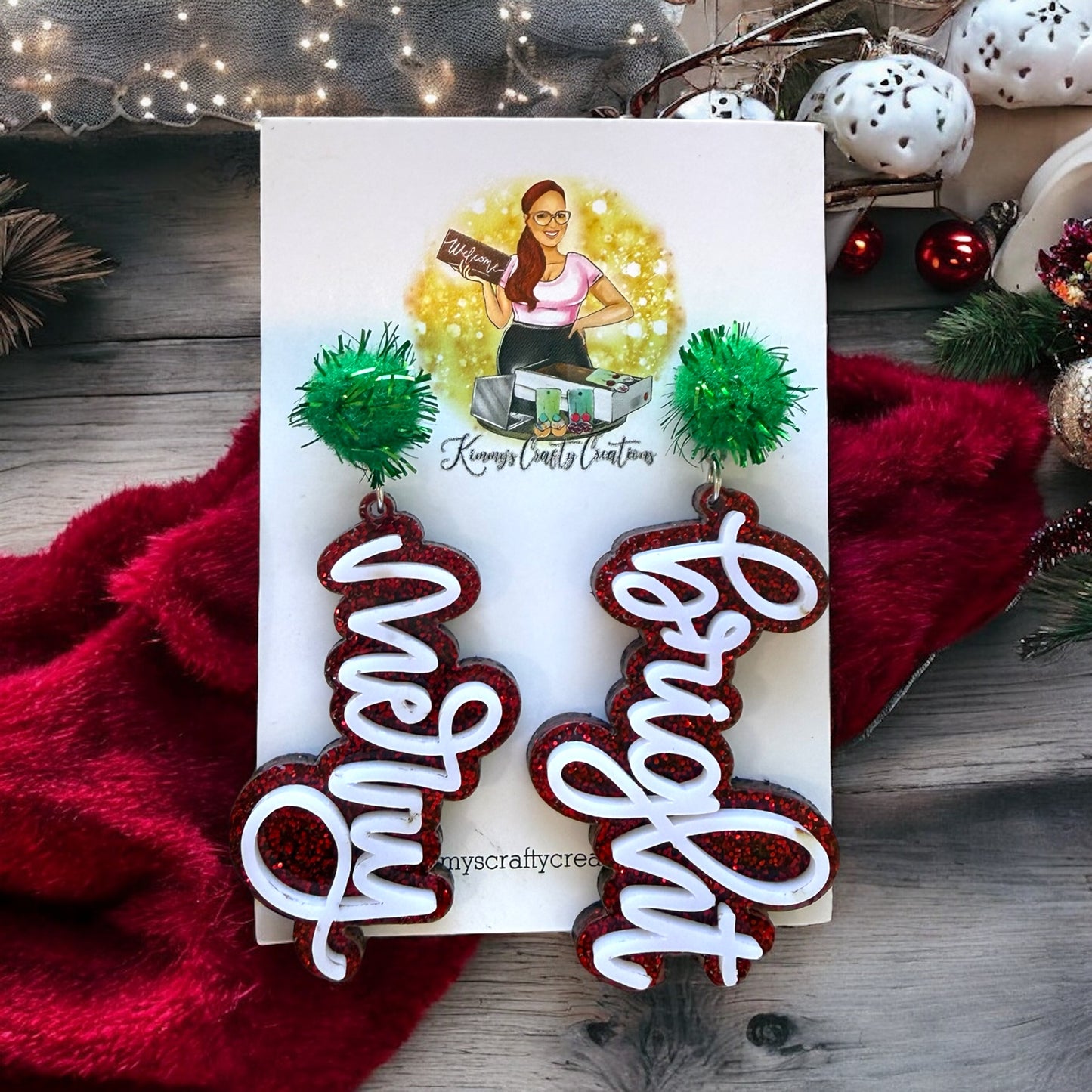 Merry and Bright Script Earrings