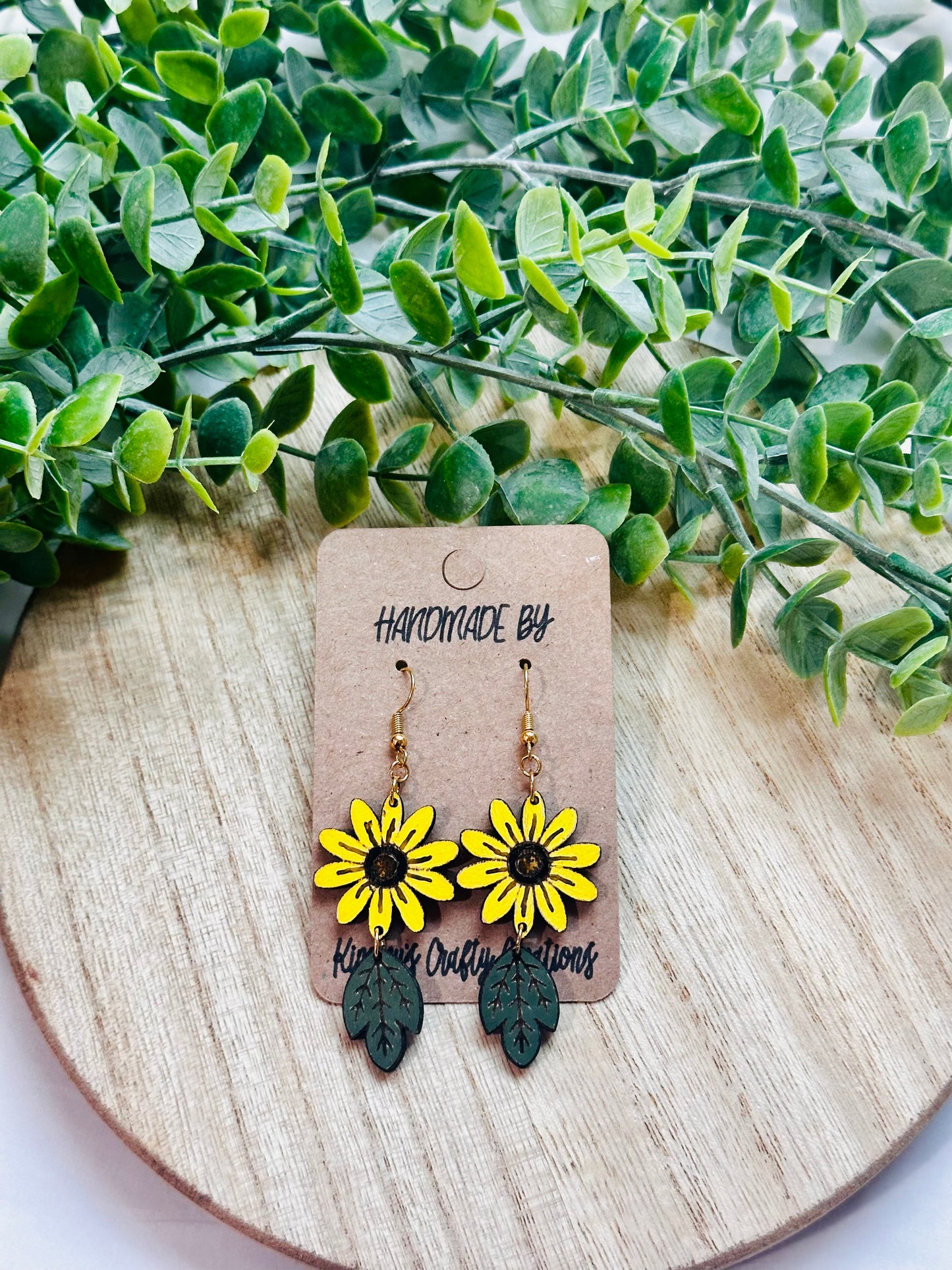 Sunflower Handpainted Dangle Earrings