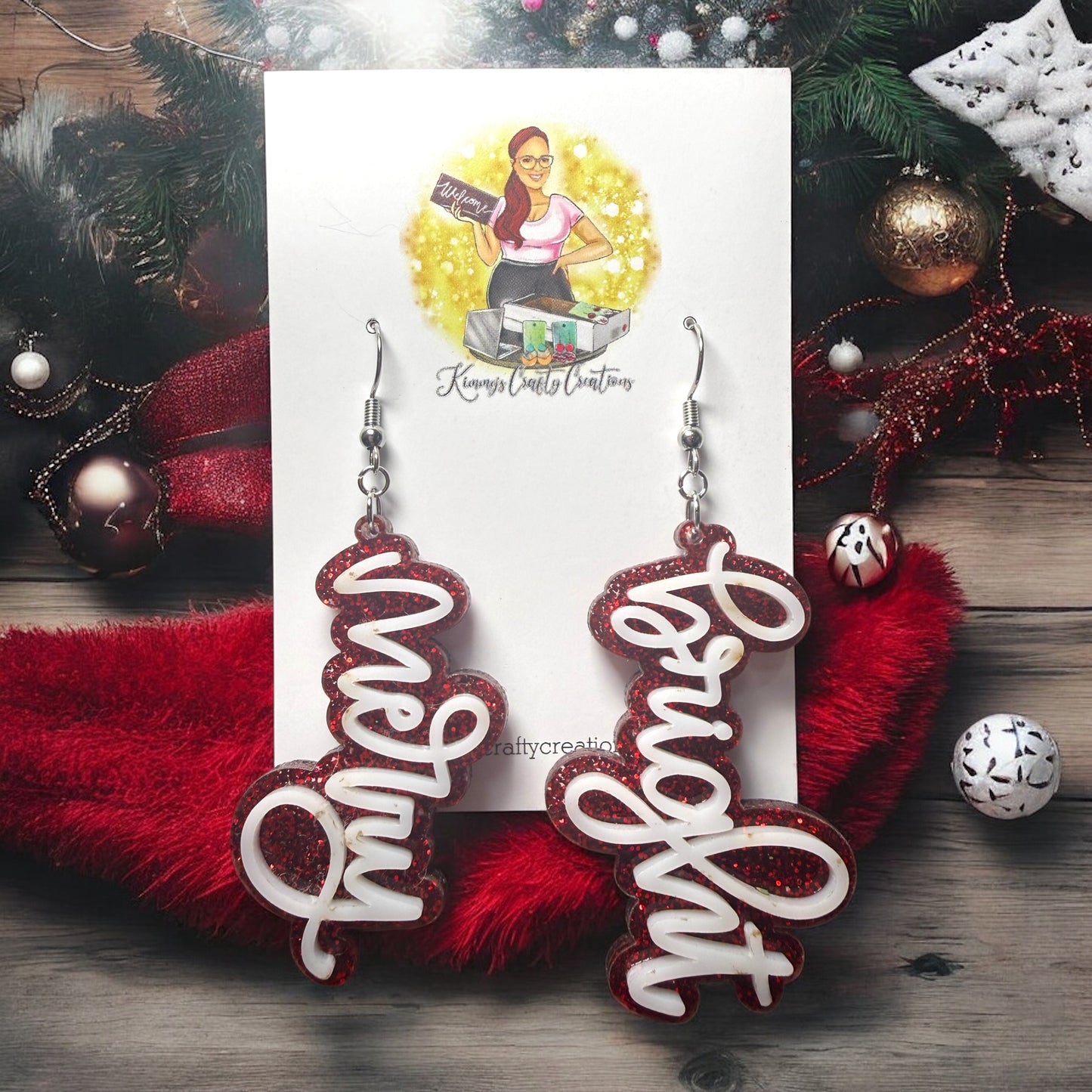 Merry and Bright Script Earrings