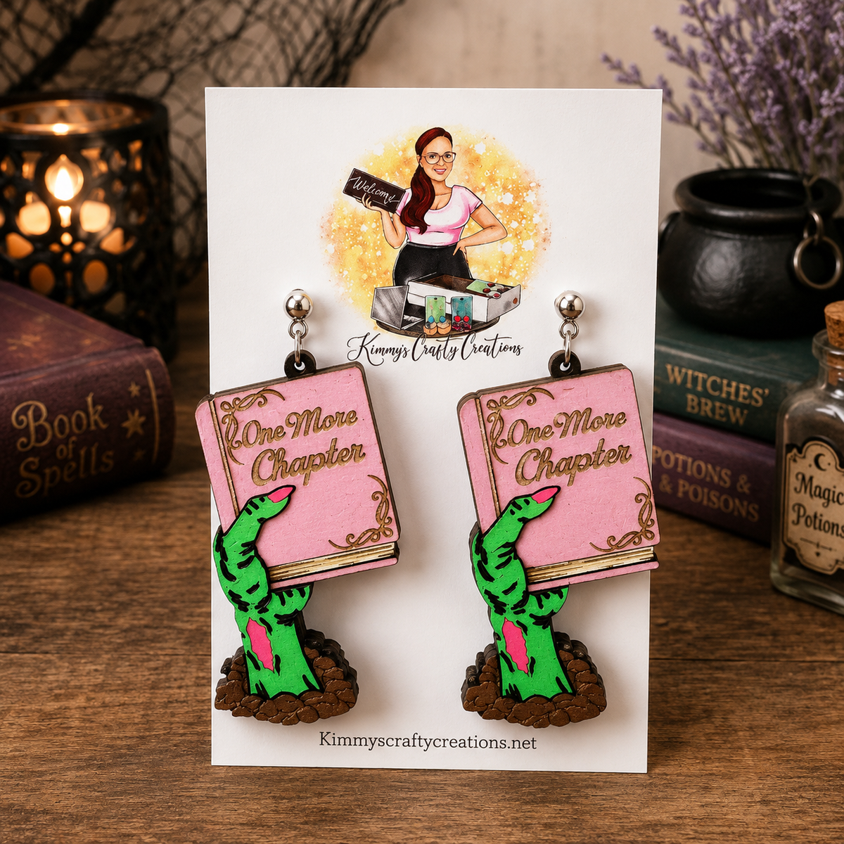 One More Chapter Zombie Hand Earrings | Spooky Book Lover Halloween Earrings
