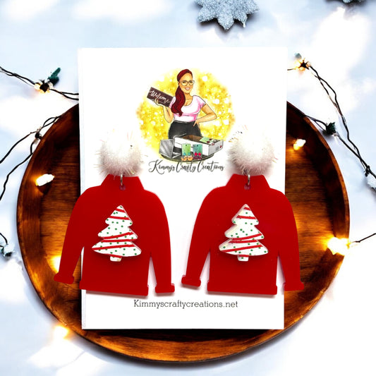 Christmas Cakes Ugly Sweater Earrings