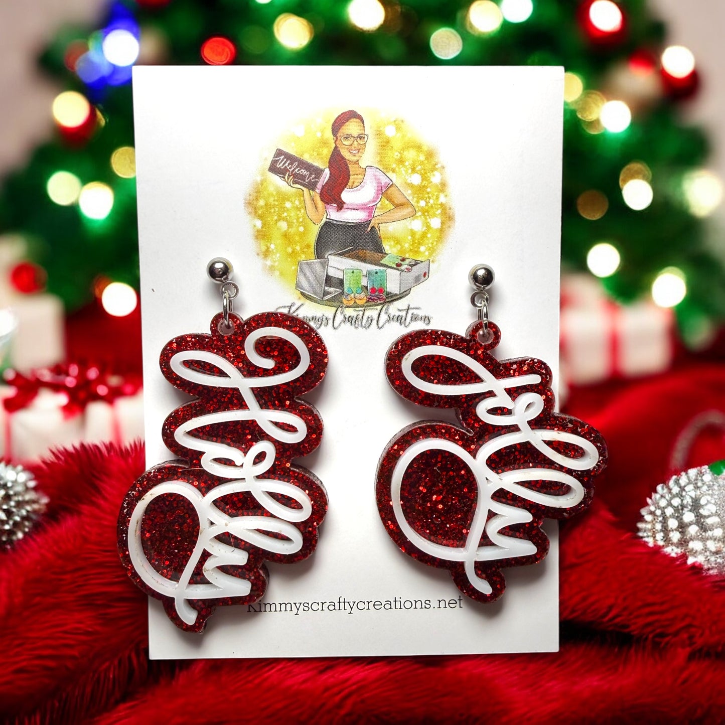 Holly/Jolly Script Earrings