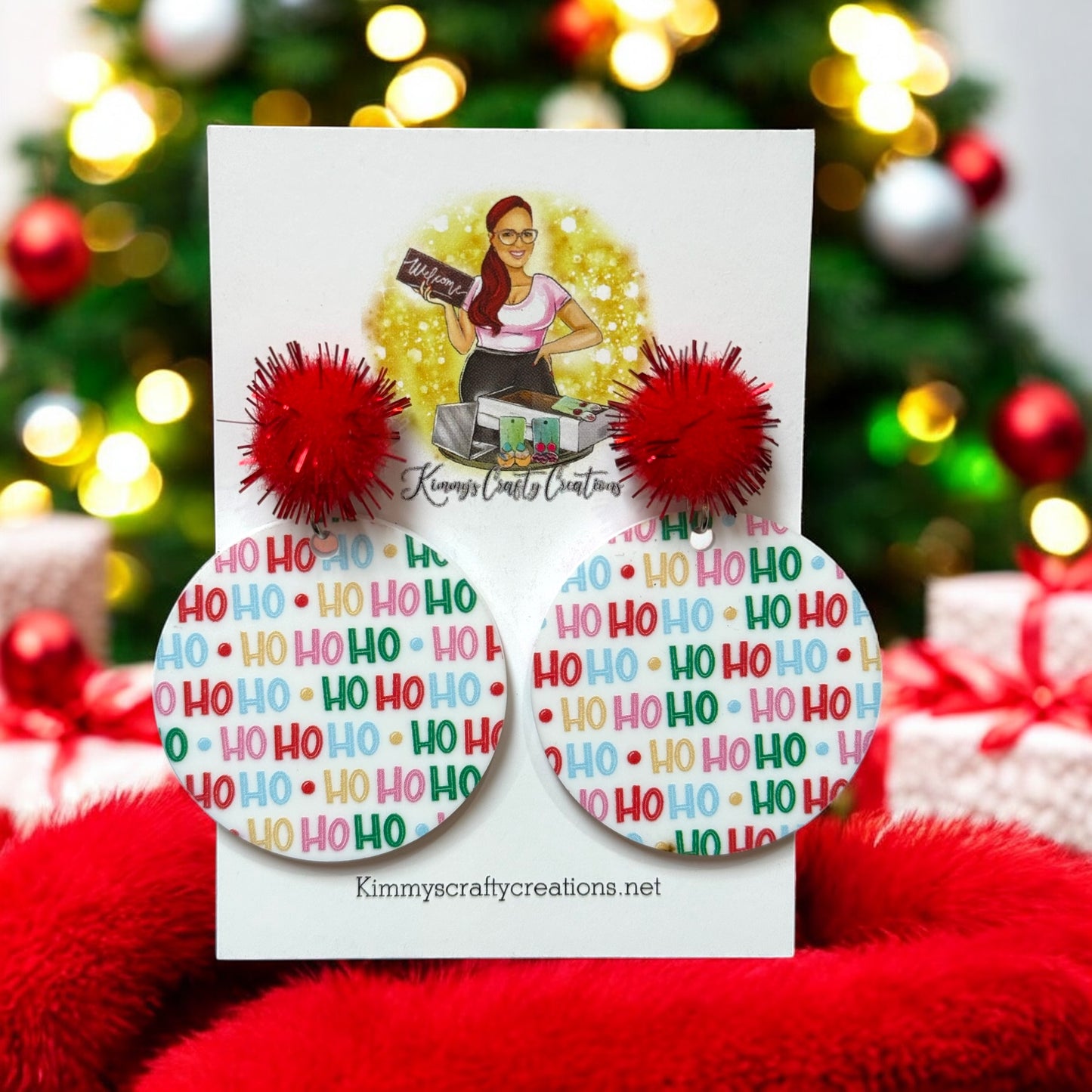 Ho Ho Ho Print Earrings