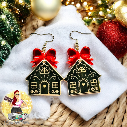 Gingerbread House Earrings-
Gold