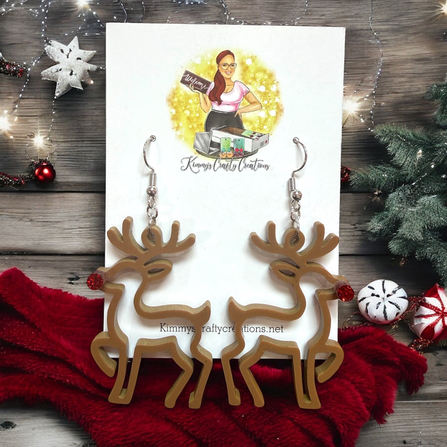 Red nose reindeer earrings
