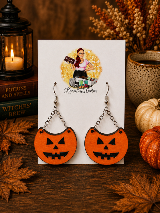 Jack-O’-Lantern Pumpkin Bucket Earrings