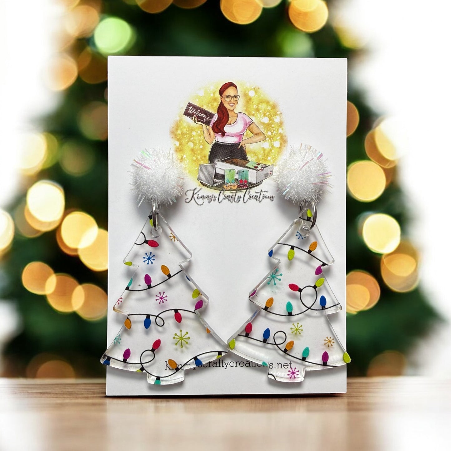 Holiday Lights Christmas Tree Earrings
