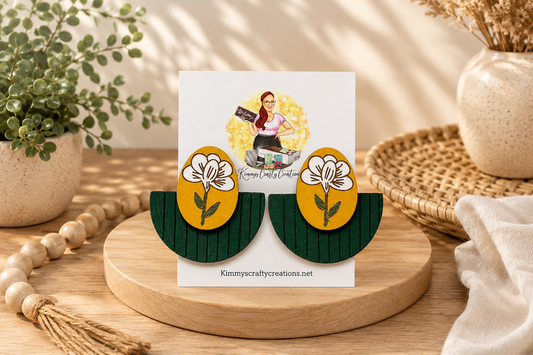 Mustard Floral Arch Earrings