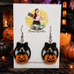 Hand-Painted Wooden Jack-O’-Lantern Bow Earrings