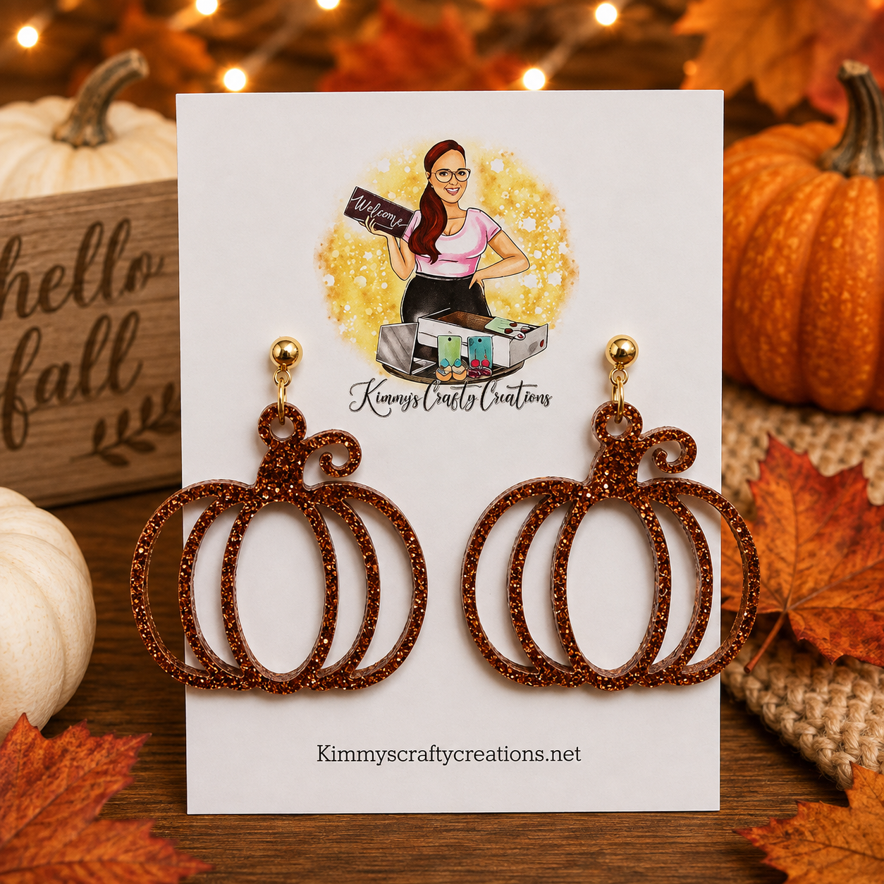 Pumpkin Spice Glitter Pumpkin Earrings
