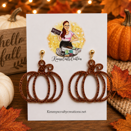 Pumpkin Spice Glitter Pumpkin Earrings