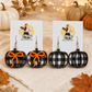 Layered Black & White Buffalo Plaid Pumpkin Earrings