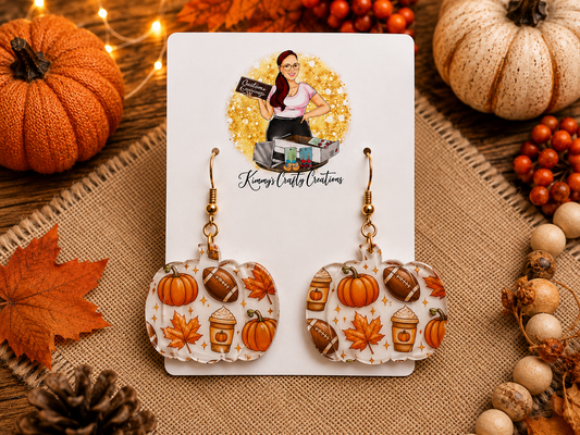 Pumpkin Spice Football Pumpkin Earrings