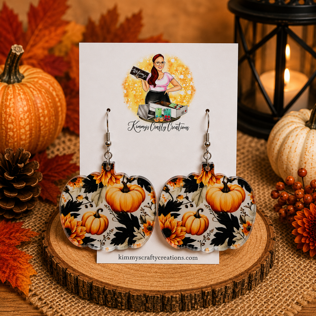 Pumpkin & Sunflower Acrylic Earrings