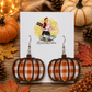 Orange Buffalo Plaid Layered Pumpkin Earrings