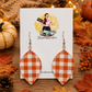 Orange Buffalo Plaid Fall Leaf Earrings