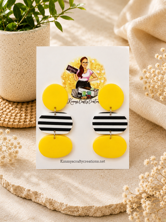 Sunshine Striped Triple Dangle Earrings