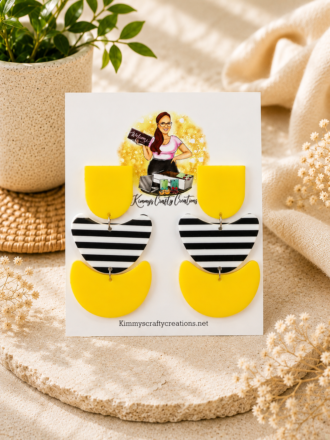 Sunshine Striped Arch Statement Earrings