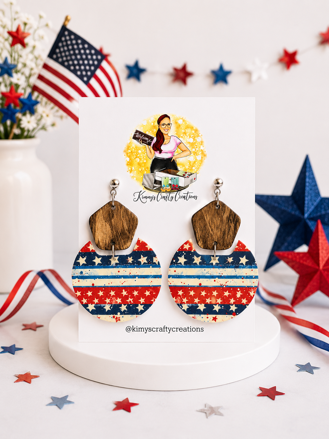 Patriotic Circle Drop Earrings