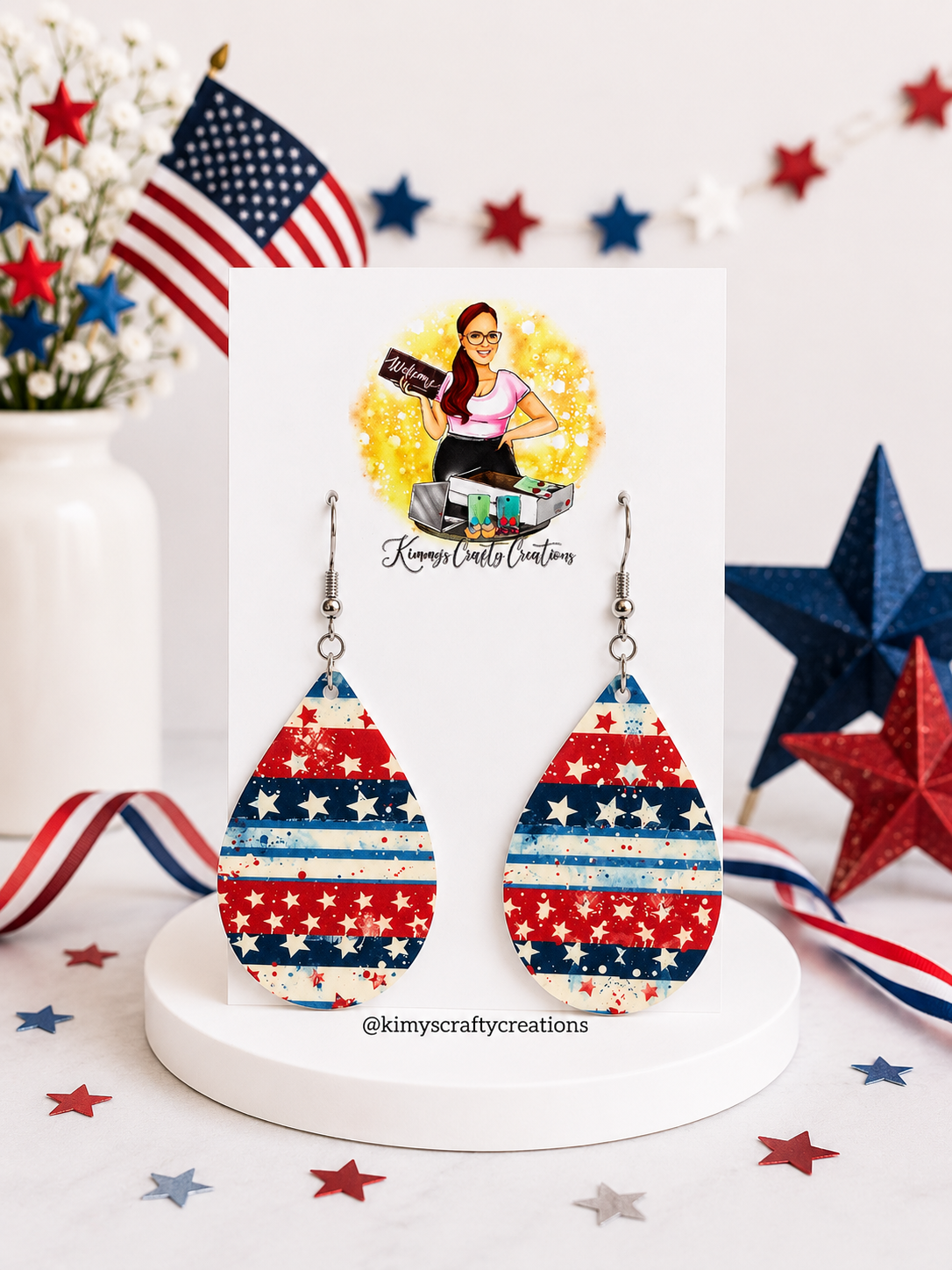 🇺🇸 Patriotic Teardrop Earrings