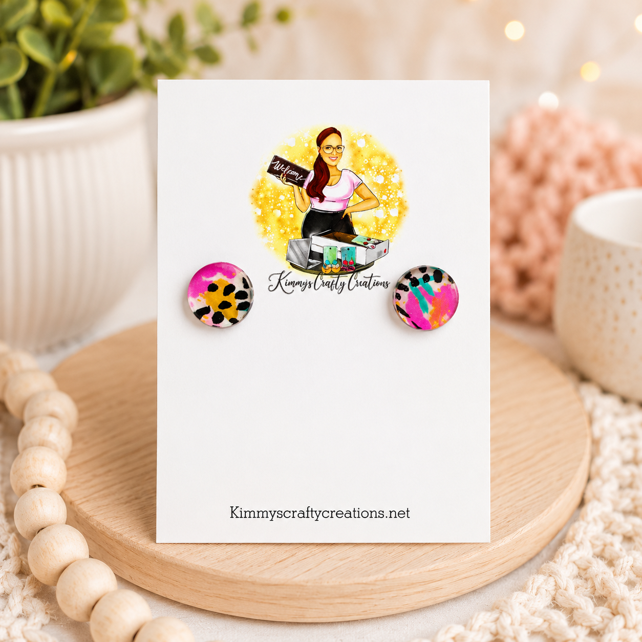 Color Splash Leopard Print Stud Earrings