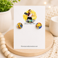 Blue & Gold Abstract Stud Earrings