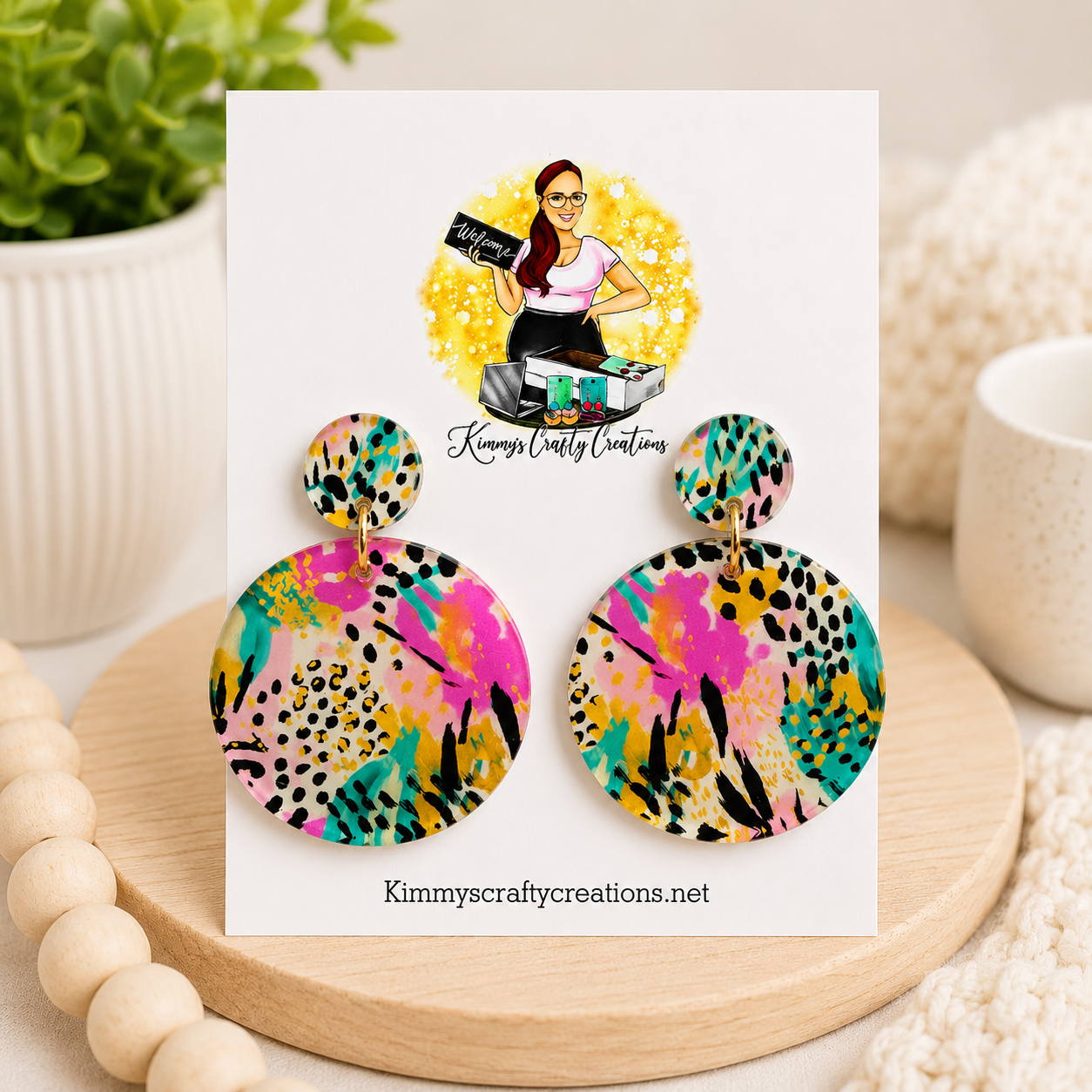 Color Splash Leopard Statement Earrings