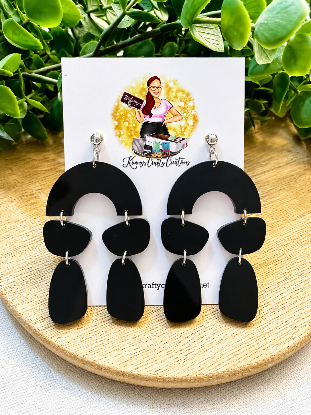 Black Abstract Geometric Multi-Piece Statement Earrings
