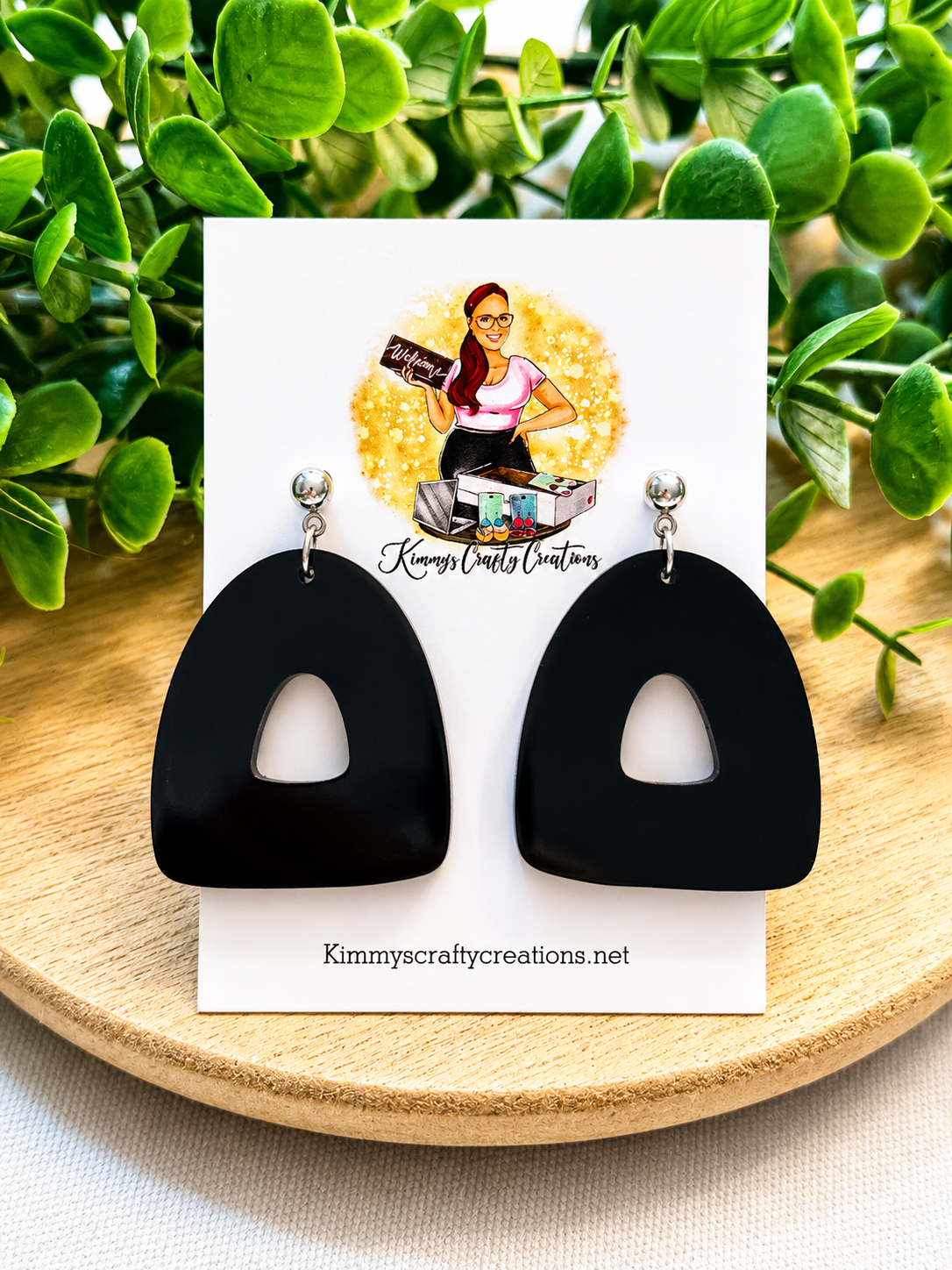 Modern Black Geometric Cutout Acrylic Statement Earrings