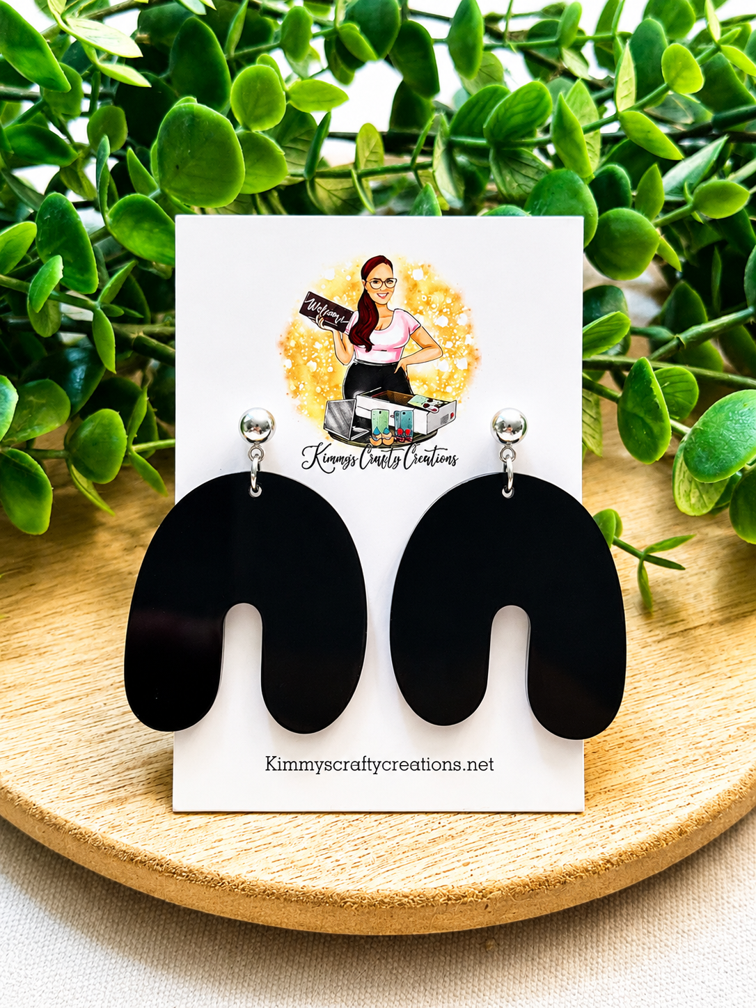 Modern Black Arch Acrylic Statement Earrings