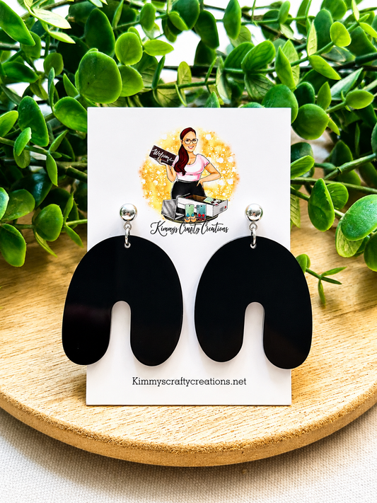 Modern Black Arch Acrylic Statement Earrings