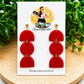 Red Geometric Triple-Drop Acrylic Statement Earrings
