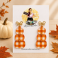 Orange Gingham Pumpkin Earrings with Gold Bows