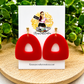 Red Geometric Cutout Acrylic Statement Earrings