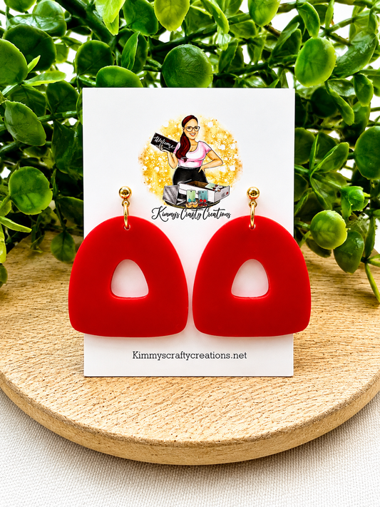 Red Geometric Cutout Acrylic Statement Earrings