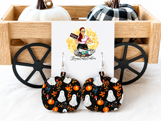 Spooky Ghost & Pumpkin Halloween Pumpkin-Shaped Earrings