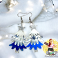 Layered Christmas Tree Earrings- Deep Blue Snowflakes