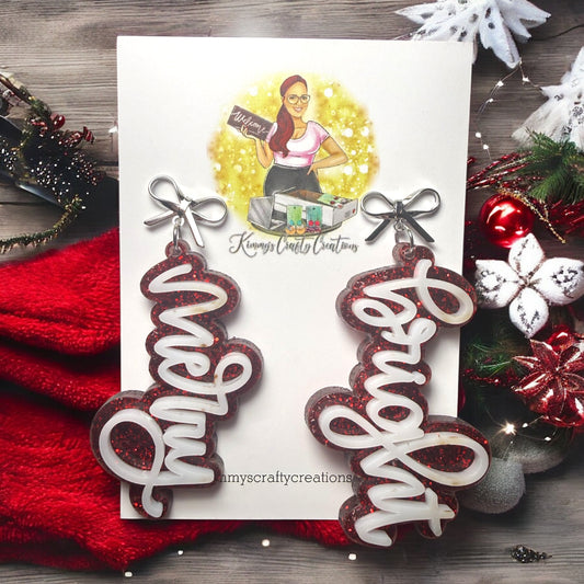 Merry and Bright Script Earrings