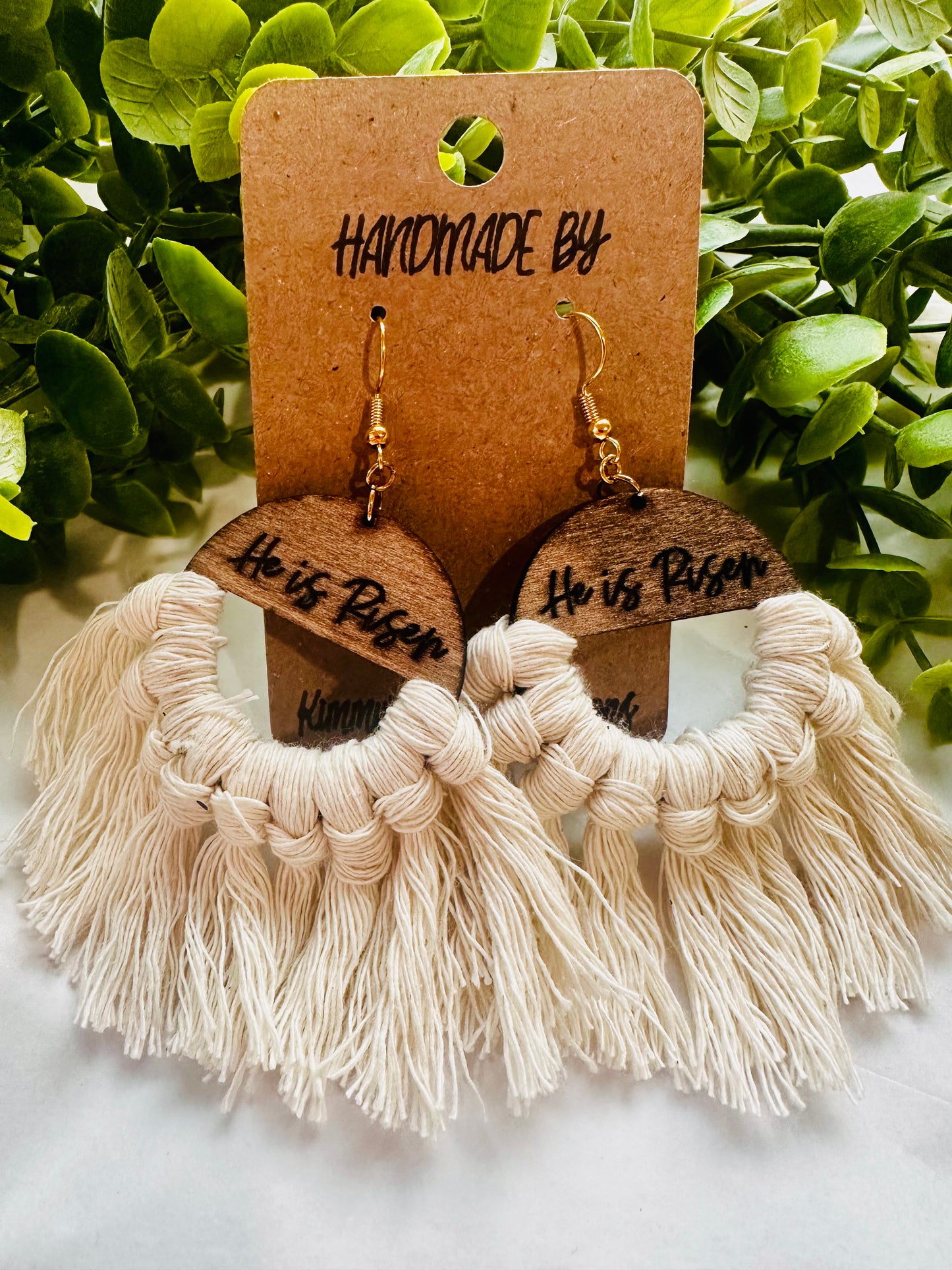 “He is Risen” Macrame Dangles