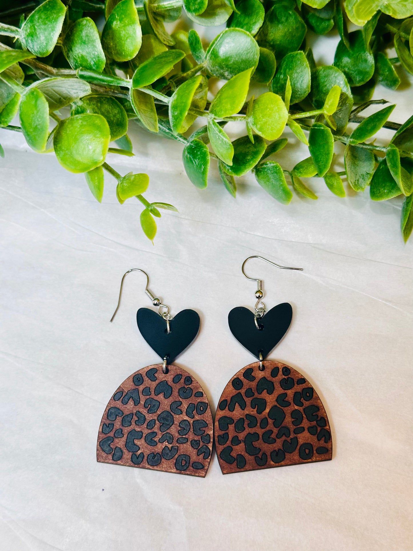 Leopard/Heart Dangles