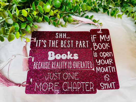 Acrylic Pink Glitter Bookmarks with Quotes And Funny Sayings