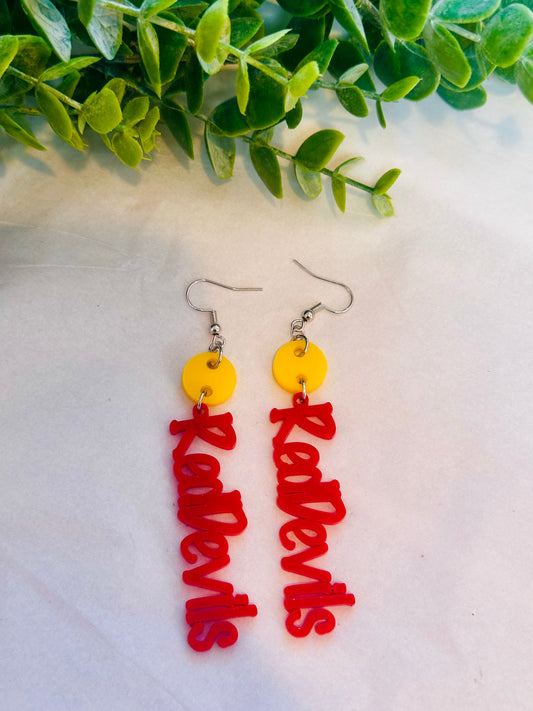 Red Devils/Blue Devils School Spirit Earrings