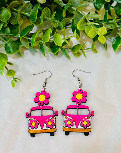 Retro Flower Bus Earrings