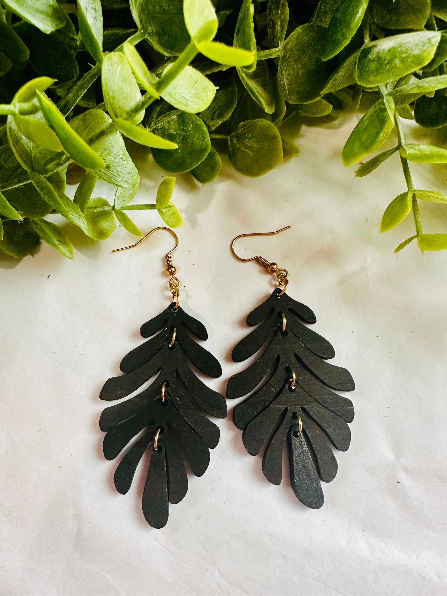 Flowing Leaf Segments Laser Engraved Earrings