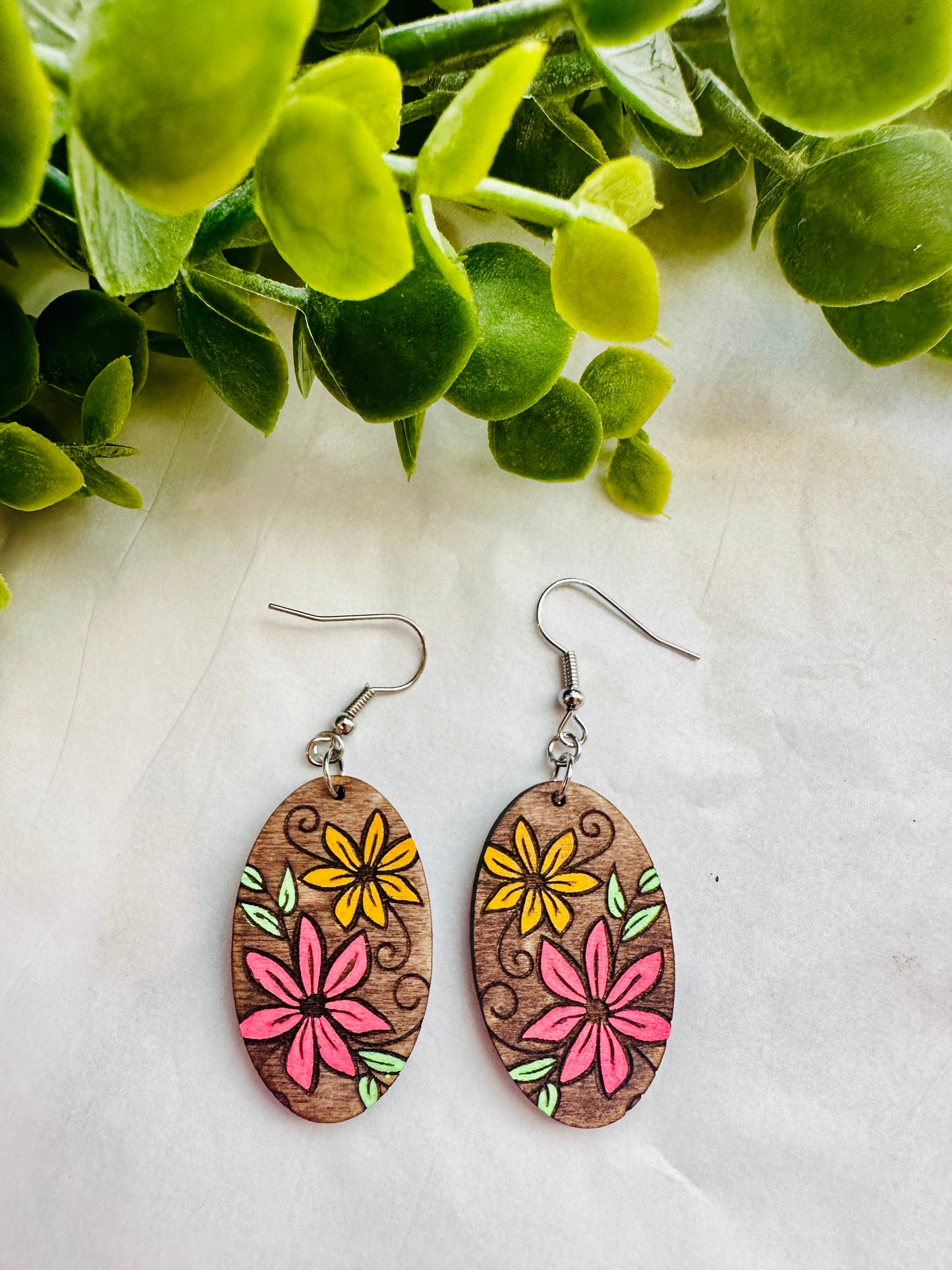 Floral Oval Dangles