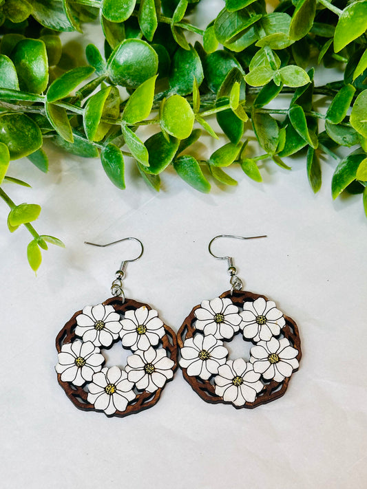 Daisy Floral Wreath Earrings